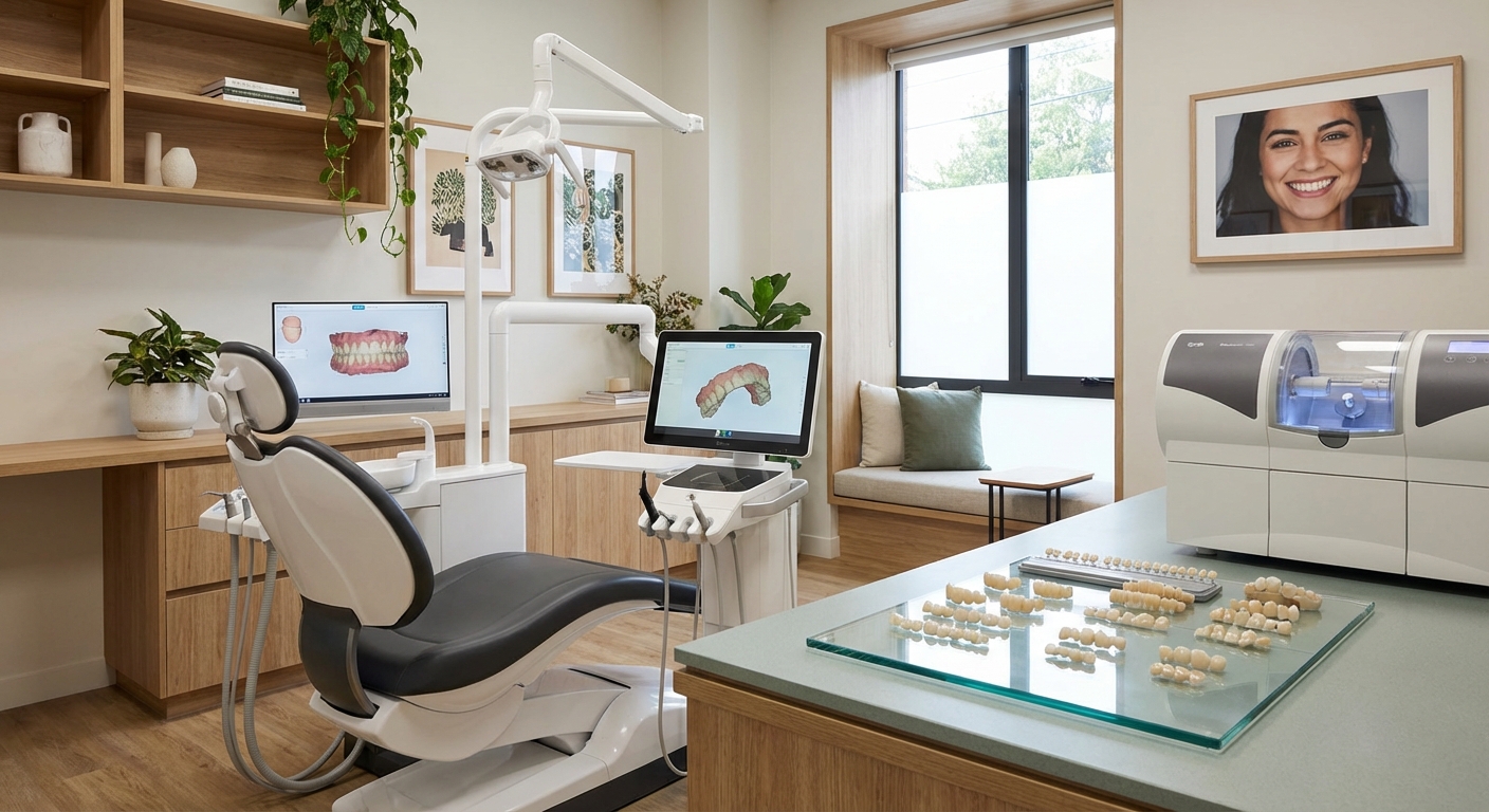 Antes e depois de facetas de porcelana em clínica odontológica em Goiânia